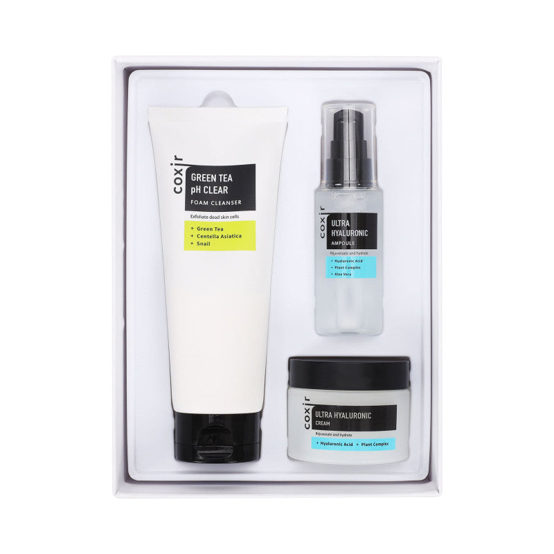COXIR ULTRA HYALURONIC LINE Intensives Feuchtigkeitsset mit Hyaluronsäure, 120ml + 50ml + 50g