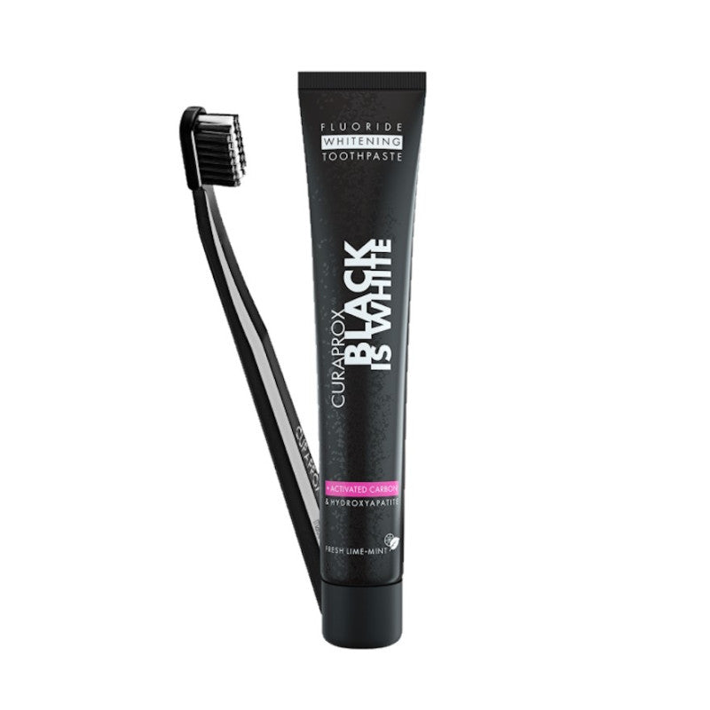CURAPROX BLACK IS WHITE Whitening Zahnpasta 90ml + Zahnbürste