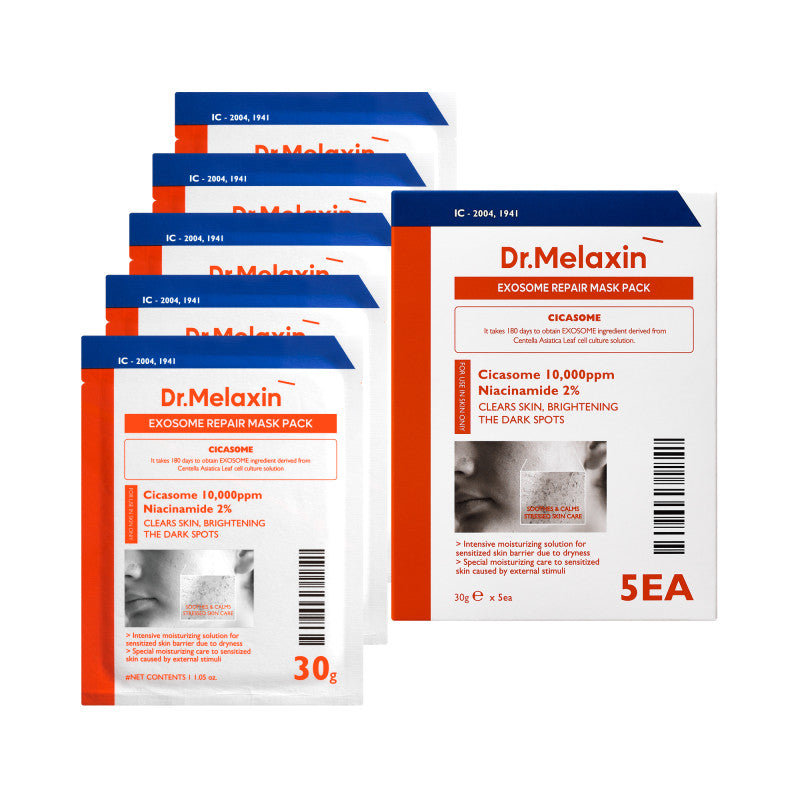 DR.MELAXIN EXOSOME REPAIR MASK PACK Regenerierende Tuchmasken mit Exosomen für zu Akne neigende Haut, 5 x 30 g