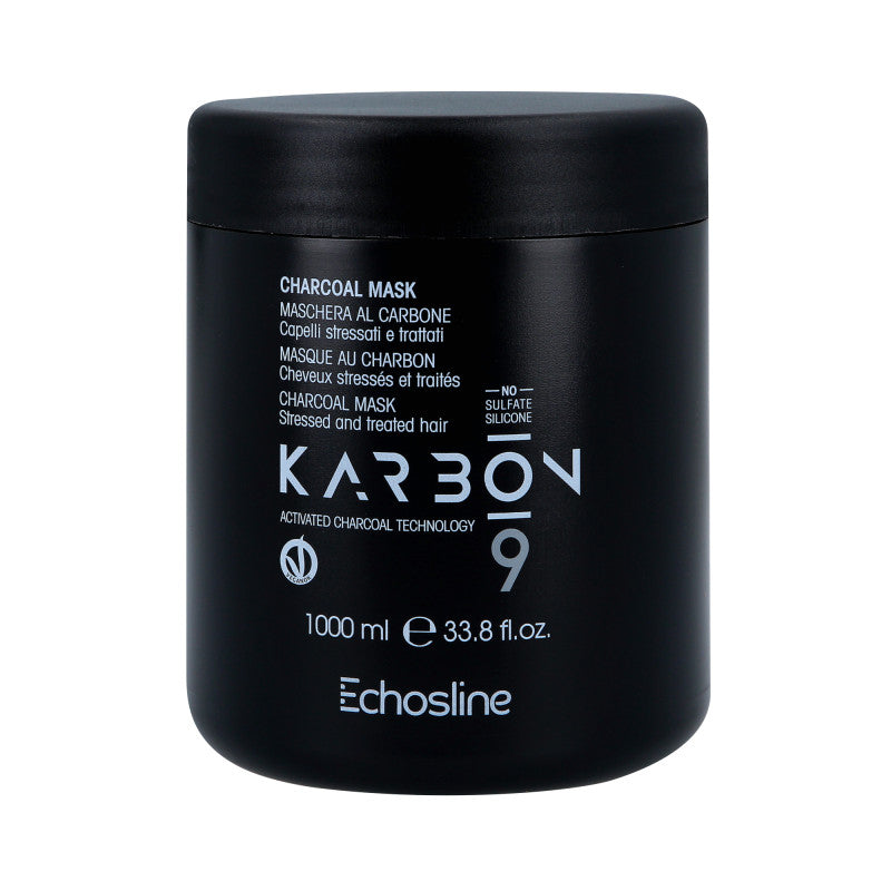 ECHOSLINE KARBON 9 CHARCOAL VEGAN ORGANIC Intensywnie regenerująca wegańska maska do włosów zniszczonych 1000ml