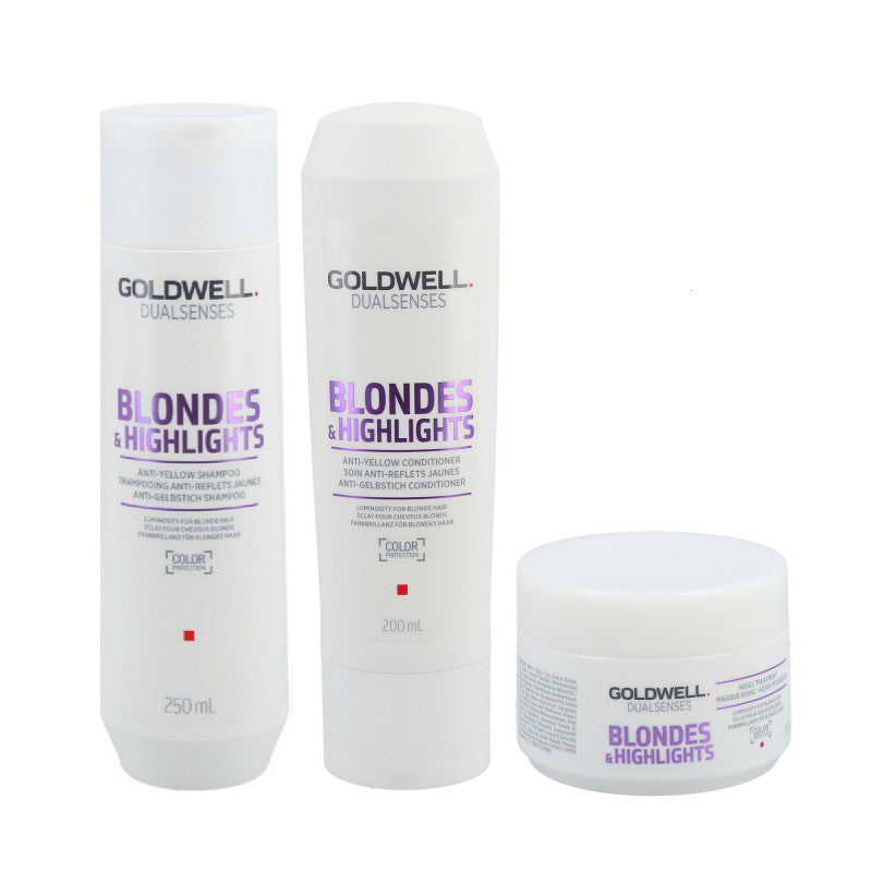 GOLDWELL DUALSENSES BLONDES & HIGHLIGHTS Shampoo 250 ml + Conditioner 200 ml + Trattamento 200 ml 