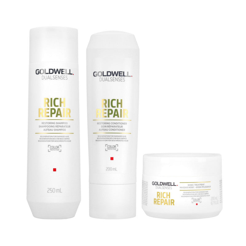 GOLDWELL DUALSENSES RICH REPAIR Szampon 250 ml + Odżywka 200 ml + Kuracja 200 ml