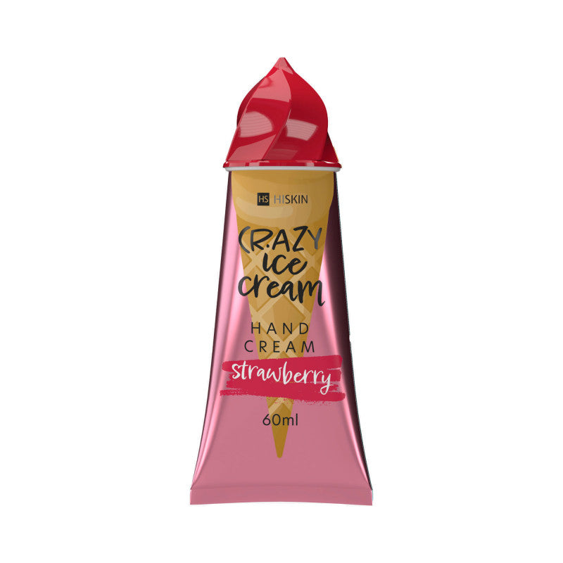 HISKIN CRAZY ICE CREAM Handcreme mit süßem Erdbeerduft 60 ml