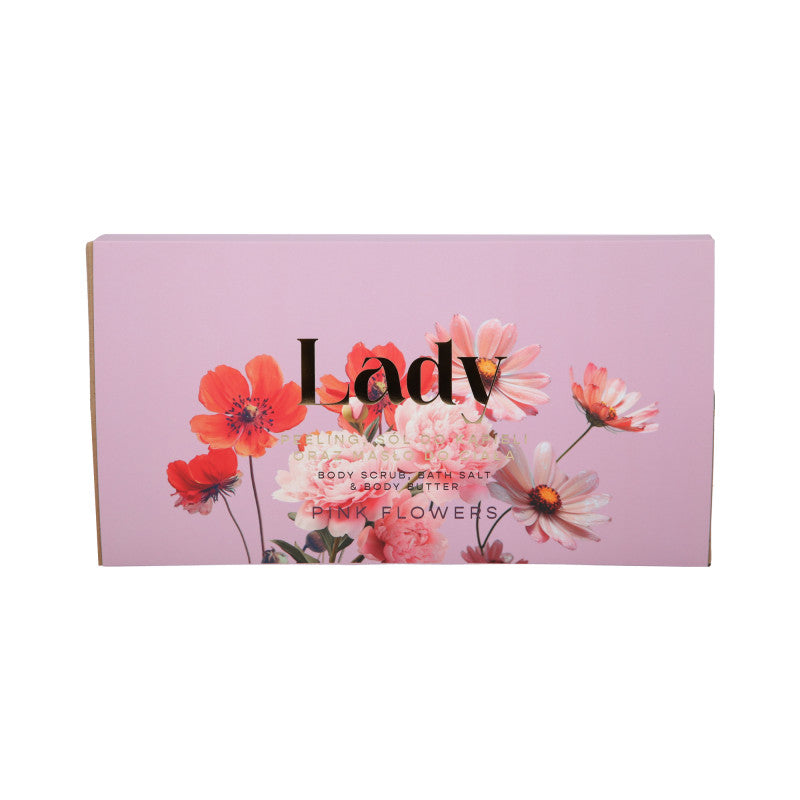 HISKIN LADY PEONY Set für Damen Badesalz + Körperpeeling + Körperbutter Pink Blooms 3x200ml