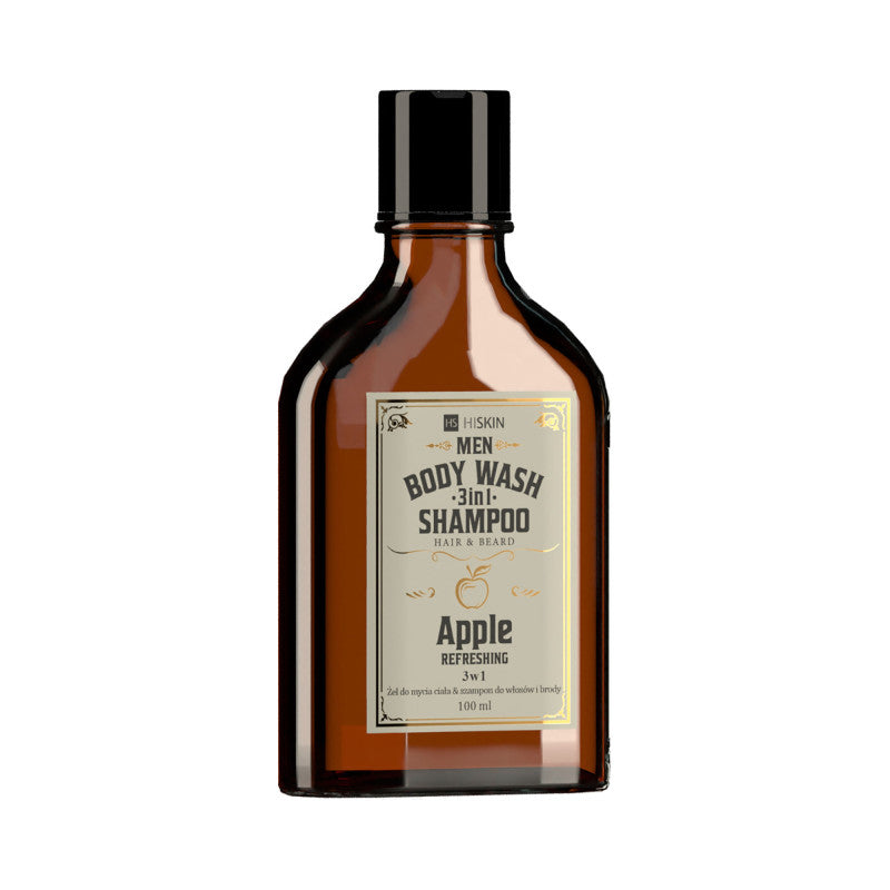 HISKIN MEN BODY WASH WHISKY APPLE 3IN1 Vielseitiges Duschgel und Shampoo für Haare und Bart 100 ml