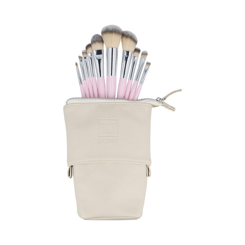 ilū basic Set mit 10 Make-up-Pinseln + Etui, Pink