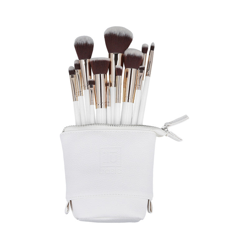 ilū basic Set mit 12 Make-up-Pinseln + Etui, Weiß