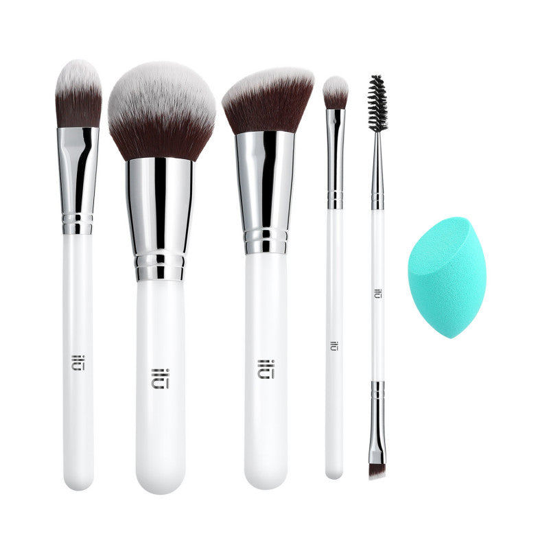 ilū Everyday Essentials 6 Teilig Makeup Pinsel Set, 5 Schminkpinseln Und 1 Schmink Schwamm