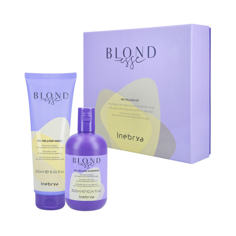 INEBRYA BLONDESSE NO YELLOW Shampoo 300 ml + Maske 250 ml im Set für blondes, gebleichtes und graues Haar