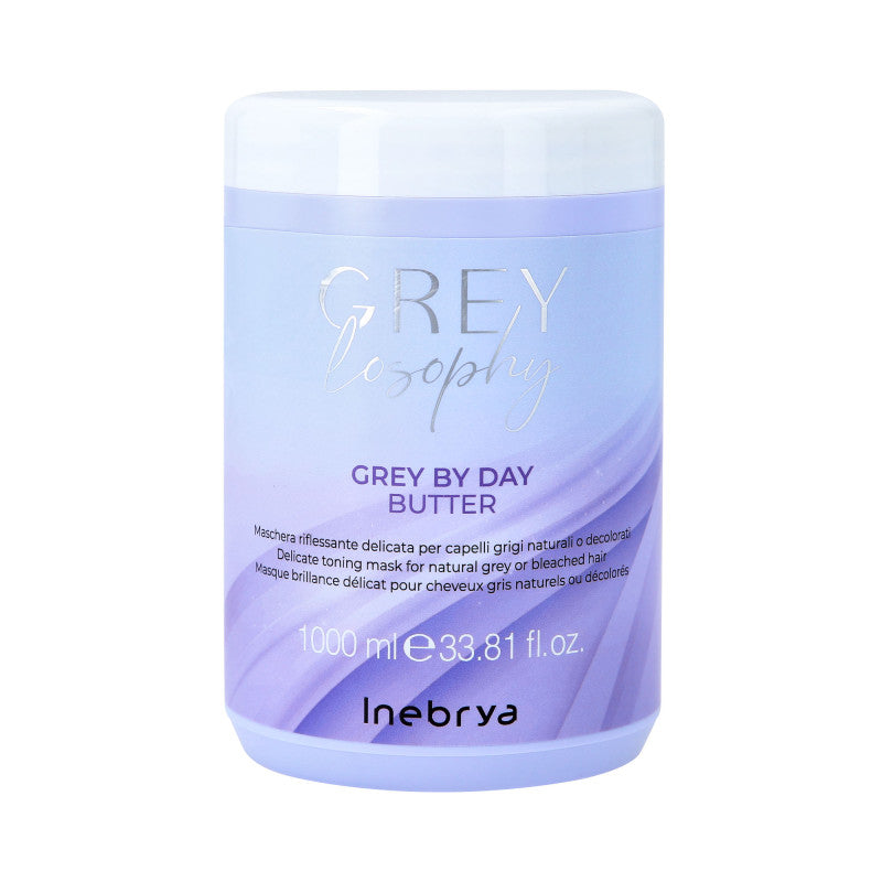 INEBRYA GREYLOSOPHY GREY BY DAY Rozświetlająca maska do włosów siwych i rozjaśnianych 1000ml