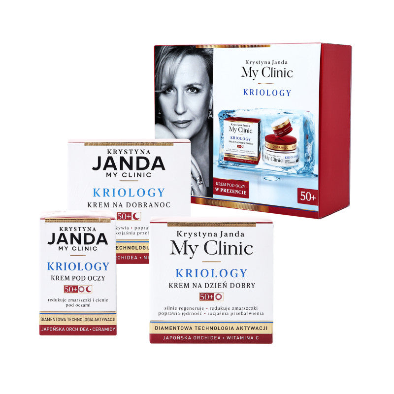 JANDA MY CLINIC KRIOLOGY Set, Tagescreme 50ml + Nachtcreme 50ml + Augencreme 15ml für Frauen ab 50