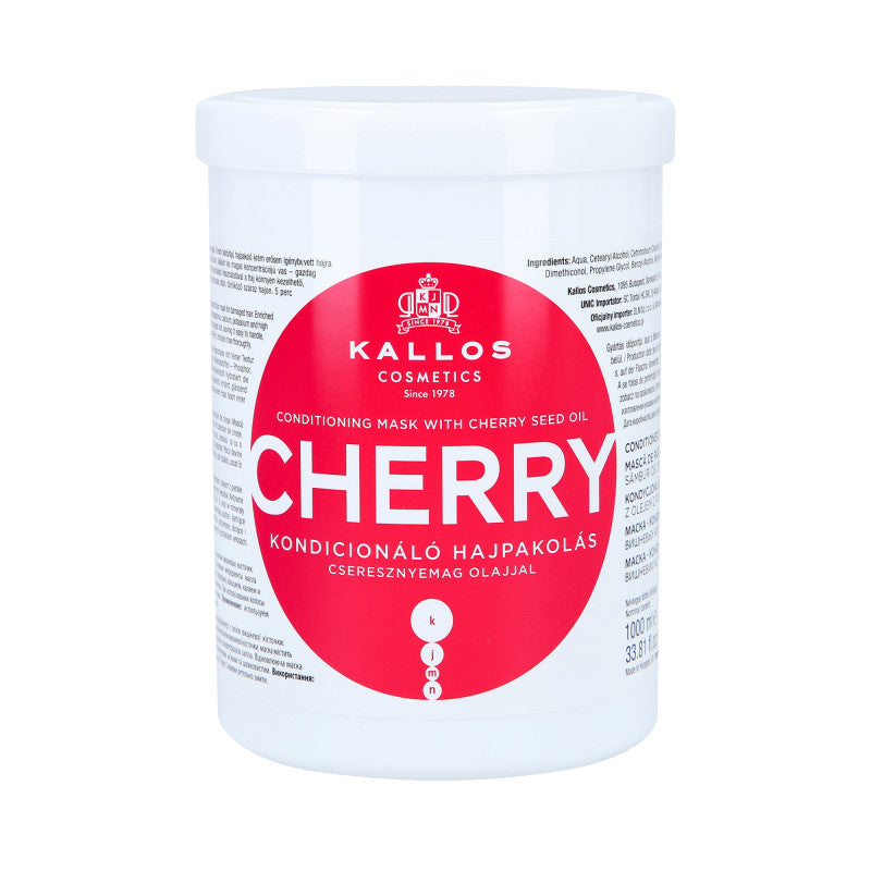Kallos KJMN Cherry Haarmaske für strapaziertes Haar mit Kirschkernöl 1000 ml