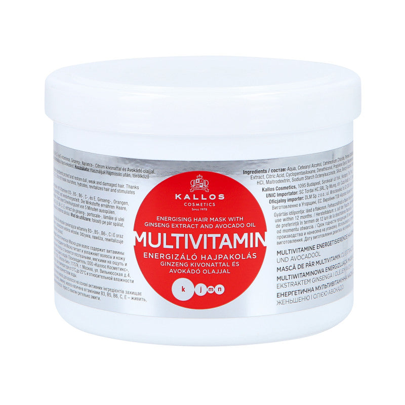 KALLOS KJMN MULTIVITAMIN Maska do włosów z olejem awokado 500ml