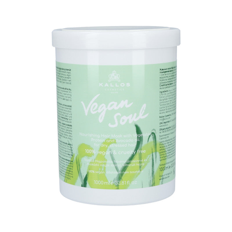 KALLOS VEGAN SOUL Feuchtigkeitsmaske für trockenes Haar 1000ml