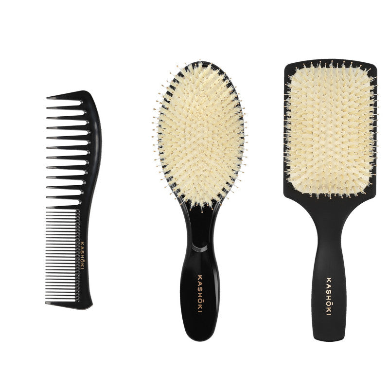 Kashōki HASU Haar Styling Set: 1 x Entwirr Haarbürste, 1 x Rundbürste, 1 x Kamm