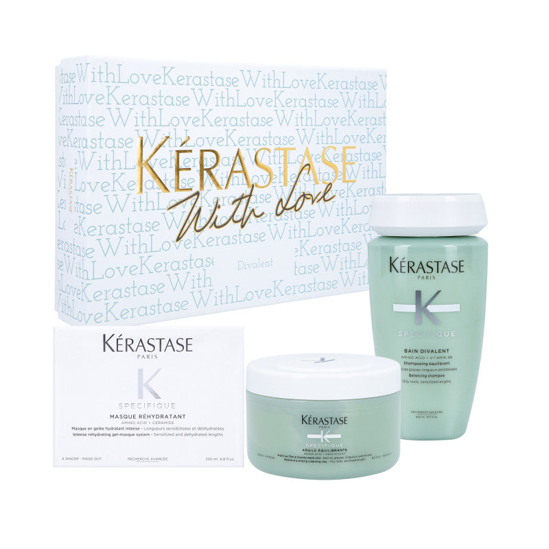 KÉRASTASE SPÉCIFIQUE Zestaw odświeżający do włosów przetłuszczających się, Kąpiel 250ml + Maska 200ml + Glinka, 250ml