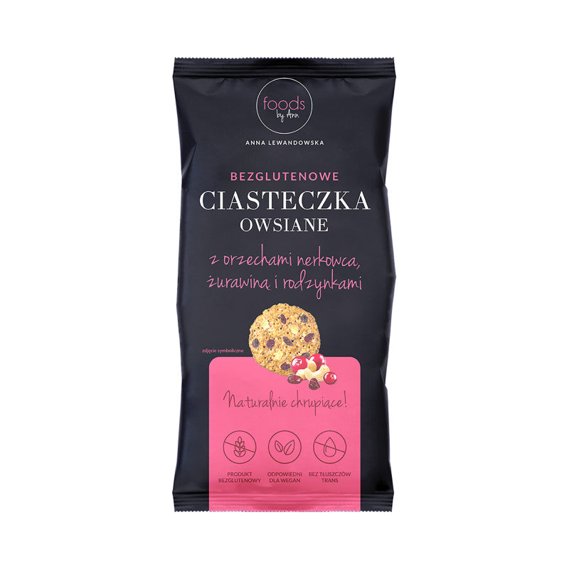 LEVANN FOODS BY ANN Owsiane ciasteczka z nerkowcem, żurawiną i rodzynkami 100g