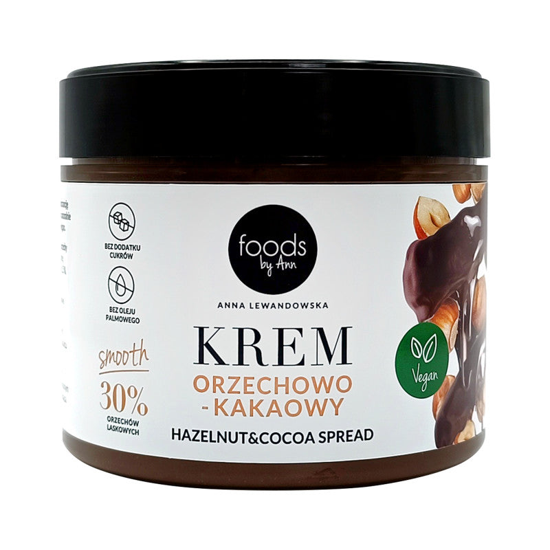 LEVANN FOODS BY ANN CREAM HASELNUSS&KAKAO AUFSTRICH SMOOTH Schokoladen-Nuss-Aufstrich 30% 250g