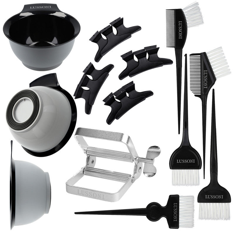 LUSSONI 10 Teilig Haarfärbe Kit: Haarfärbeschale, Haarfärbepinsel, Haarteiler, Tubenpresse