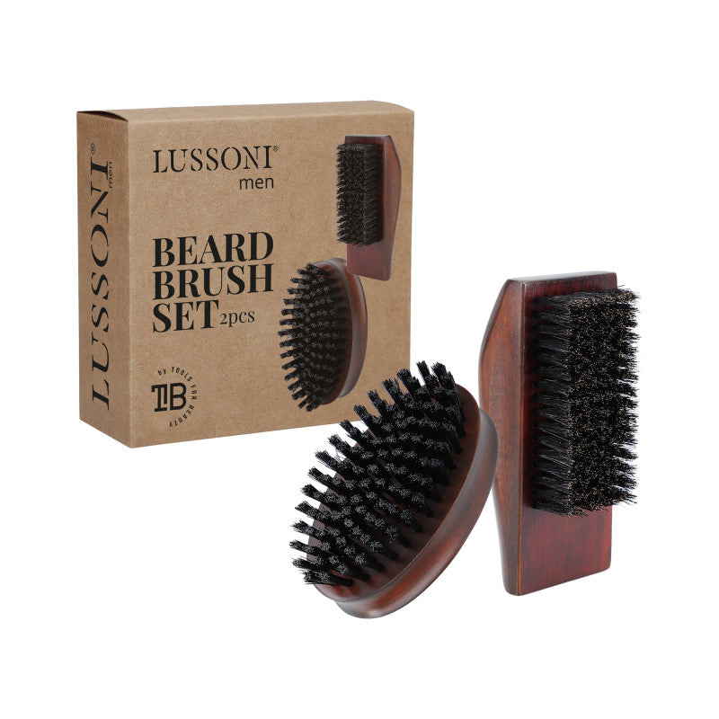 LUSSONI MEN Friseurbürsten-Set, 2-tlg., mit natürlichen und veganen Borsten