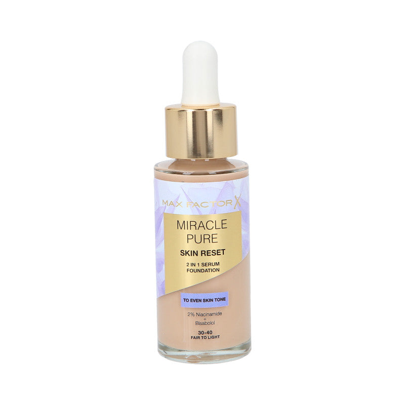 MAX FACTOR MIRACLE PURE SKIN RESET Foundation mit pflegendem Serum mit Niacinamid 30-40 Fan to Light 30 ml