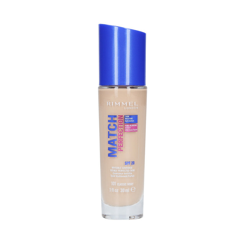 RIMMEL MATCH PERFECTION Deckende Foundation SPF20 101 Klassisch Ivory 30ml