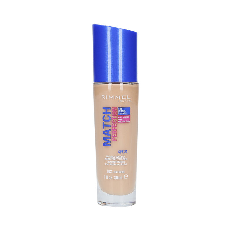 RIMMEL MATCH PERFECTION Foundation SPF20 102 Light Nude 30ml