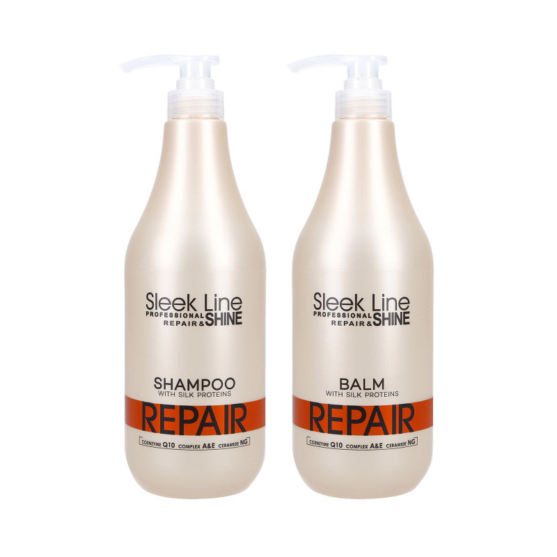 Stapiz Sleek Line Repair Balsam mit Seide 1000 ml + Shampoo 1000 ml