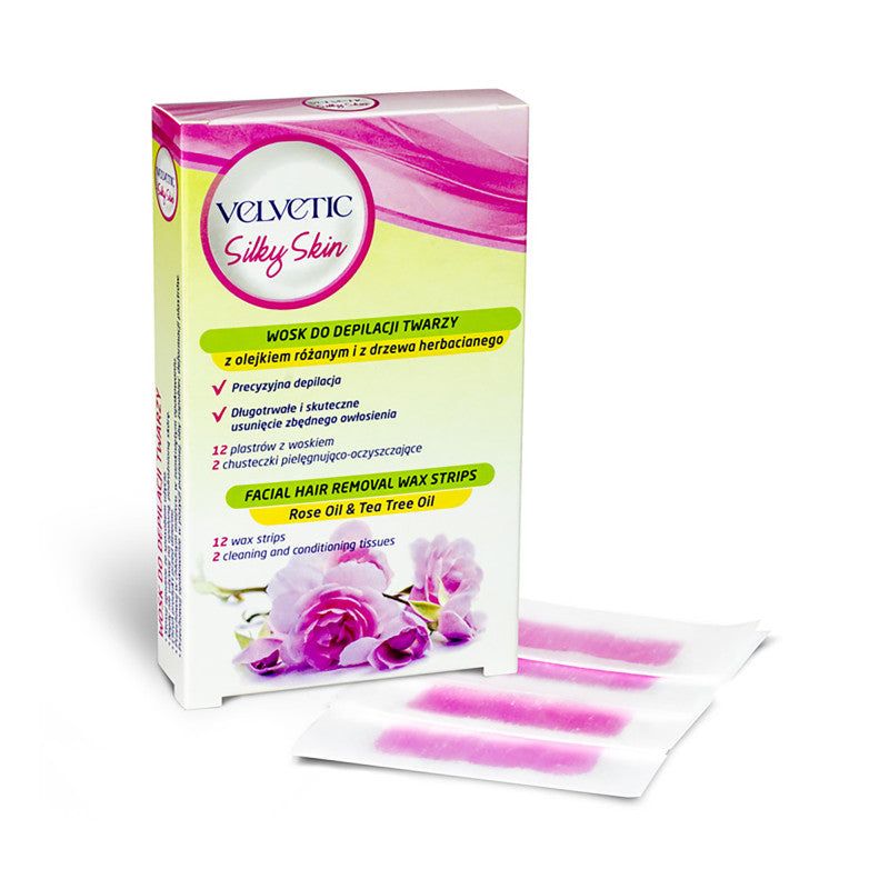 VELVETIC SILKY SKIN Wosk do depilacji twarzy z olejkiem różanym 12 sztuk